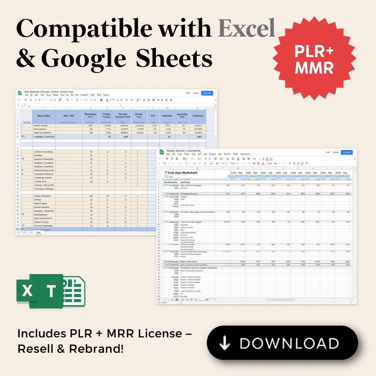 Google Sheets Templates PLR MRR Excel Spreadsheet Bundle | Editable ...