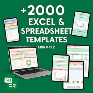2000+ Spreadsheet Templates Bundle | Google Sheets and Excel Templates for Business Budget Finance and Productivity|PLR MRR Digital Download