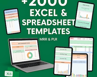 2000+ Spreadsheet Templates Bundle | Google Sheets and Excel Templates for Business Budget Finance and Productivity|PLR MRR Digital Download