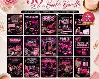 50 PLR eBooks Bundle for Women Entrepreneurs | Editable Canva Templates | MRR & PLR Digital Products to Resell