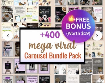 400+ Faceless Instagram Carousel Canva Templates Social Media Post PLR MRR Digital Products Passive Income Content Creator Viral Posts