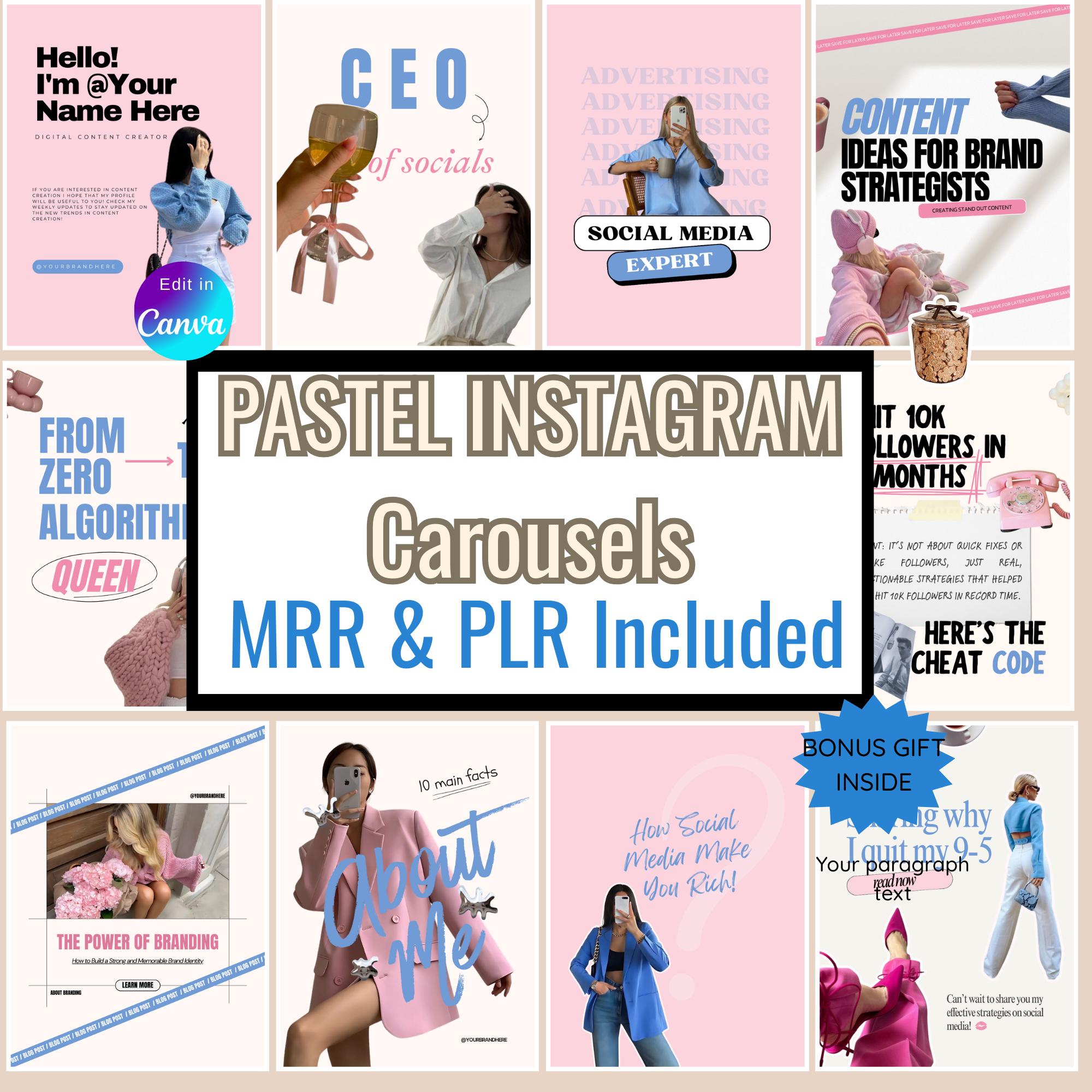 Canva Templates Instagram Carousel Social Media Posts Faceless MRR PLR ...