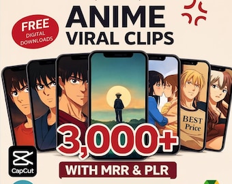3000+ Viral Anime Reels: MRR Resell Rights (Digital Download)
