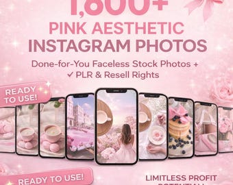 1600+ Pink Aesthetic Faceless Videos Photo Bundle for Instagram Reels, Faceless Digital Marketing Videos Master Resell Rights, MRR/PLR,Canva