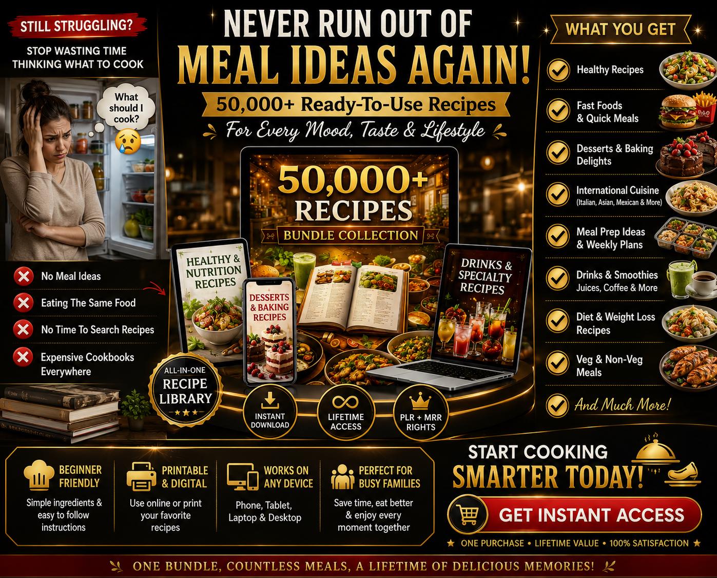 50,000+ Recipe Cookbook Bundle|200+ Digital Cookbooks PLR Mrr|keto ...