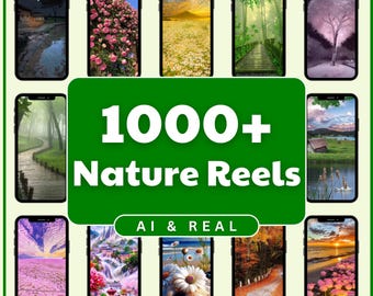 Bundel met 1000+ natuurhaspels | Gezichtsloze esthetische video's voor Insta, TikTok en Shorts | Virale haspels, bos, waterval, bloemen, wilde dieren, oceaan