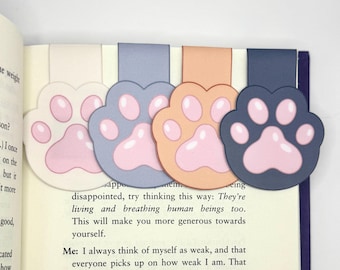Cat Bookmark | 4 Piece Set | Cat Paw Bookmark | Magnetic Bookmark | Bookmark | Laminated Paper Bookmark | Cute Magnetic Bookmark