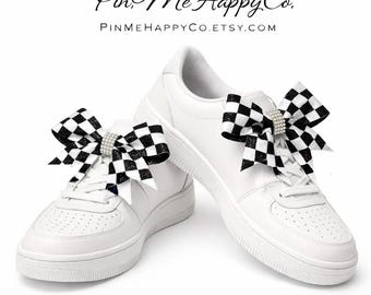 Shoe Bows – Checkered Glitter Sneaker Accessories