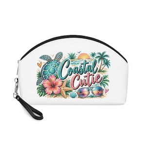 Coastal Cutie Makeup Bag | Sea Turtle, Hibiscus, Sunglasses Beach Design