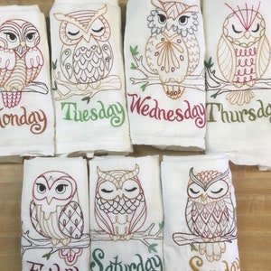Vintage-Kitchen Embroidered Towels-Days Wednesday And Thursday
