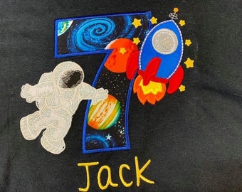 Space, Astronaut, Rocket Birthday Shirt