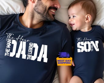The Man The Legend Dada and Son T-Shirt, Dad and Baby Matching Shirts, Funny Father&#39;s Day Gift, Daddy and Me Tees, Gift for Dad and His Boys