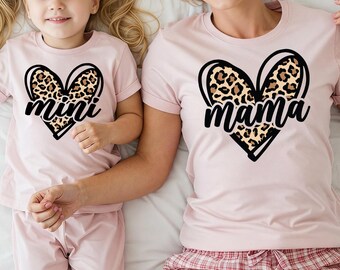 Leopard Heart Mama Mini T-Shirt: Mother Daughter Matching Outfit