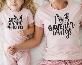 Mommy and Me Butterfly T-Shirt Set: Mother Daughter Matching Outfits