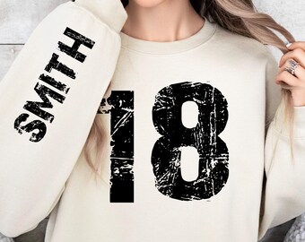 Custom Number Sweatshirt With Name Sleeve: Personalized Gift