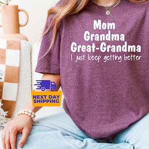 Mom Grandma Great-Grandma T-Shirt, Mother&#39;s Day Gift, Pregnancy Announcement Tshirt, Gift Shirt for Great Grandma, Baby Reveal To Family