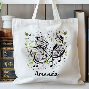 Custom Music Tote Bag, Personalized Music Bag, Piano Lesson Tote Bag, Personalized Music Gifts, Custom Music Gifts, Personalized Tote Bag