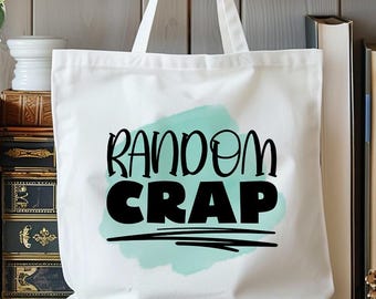Funny 'Random Crap' Cotton Canvas Tote Bag