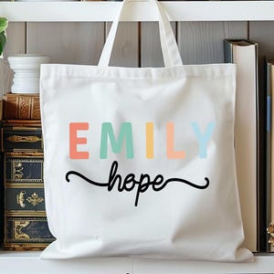 Personalized Name Tote Bag, Custom Name Bag, Custom Shopping Bag for Women, Custom Name Gift For Her, Custom Name Tote, School Bag For Kids