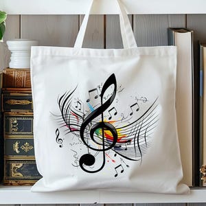 Music Tote Bag, Music Lover Gift, Music Teacher Tote Bag, Musician Gift, Aesthetic Tote Bag, Music Gift Bag, Piano Lesson Bag, Music Notes