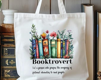 Booktrovert Definition Tote Bag: Book Lover Gift