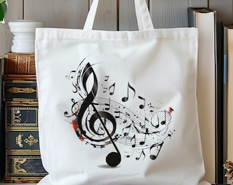Music Notes Tote Bag: Musician Gift