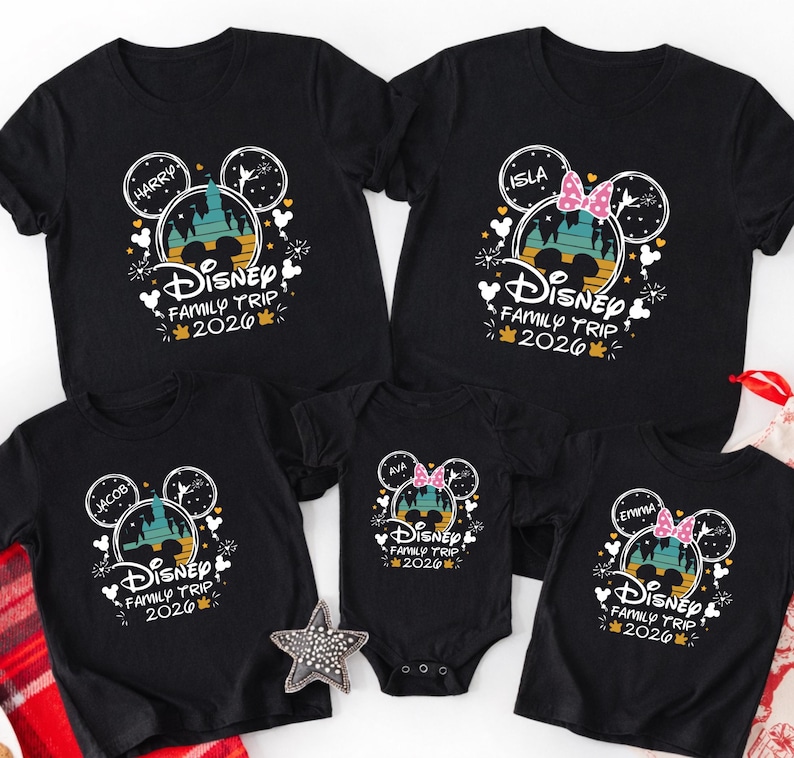 Personalized Disneyworld Family Trip Shirt, Disney Family Vacation T-Shirt, Custom Disney Family Matching Shirt, Disney Minnie Mickey Shirts image 1