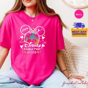 Personalized Disneyworld Family Trip Shirt, Disney Family Vacation T-Shirt, Custom Disney Family Matching Shirt, Disney Minnie Mickey Shirts image 7