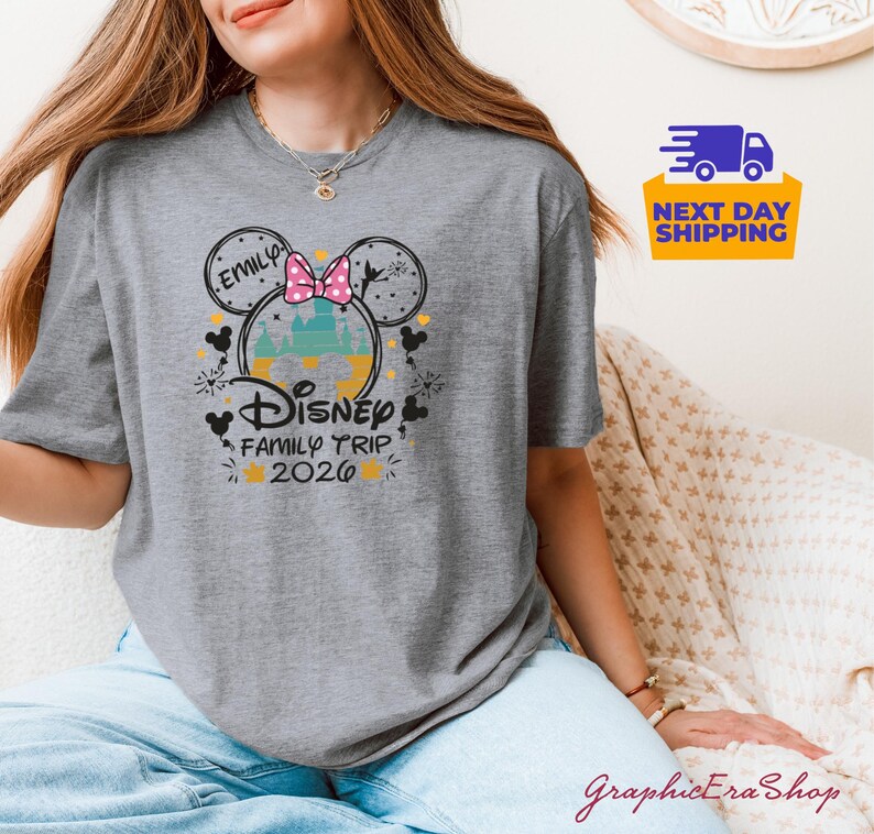 Personalized Disneyworld Family Trip Shirt, Disney Family Vacation T-Shirt, Custom Disney Family Matching Shirt, Disney Minnie Mickey Shirts image 9