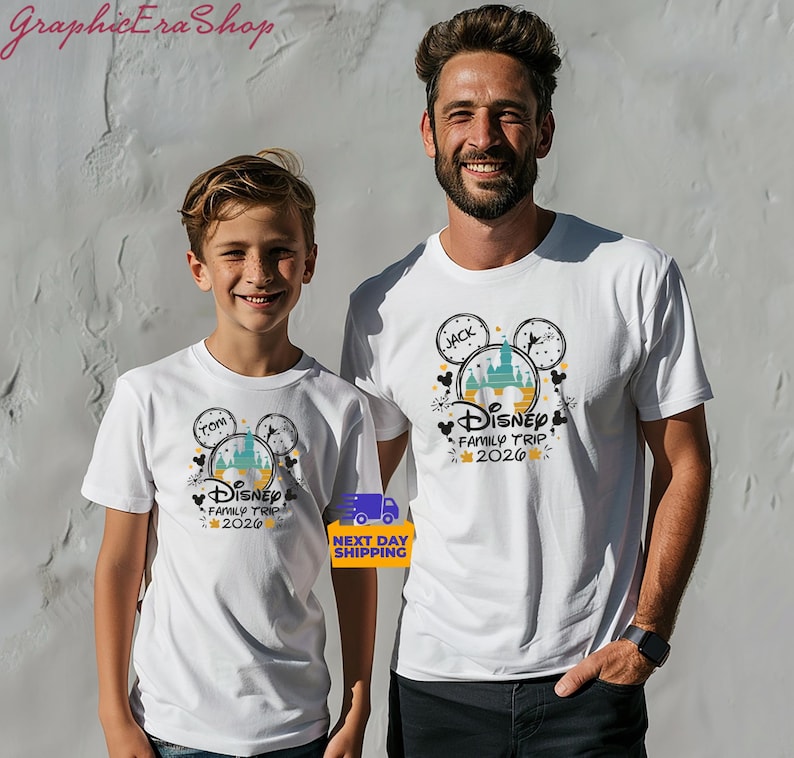 Personalized Disneyworld Family Trip Shirt, Disney Family Vacation T-Shirt, Custom Disney Family Matching Shirt, Disney Minnie Mickey Shirts image 3