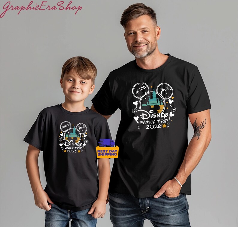 Personalized Disneyworld Family Trip Shirt, Disney Family Vacation T-Shirt, Custom Disney Family Matching Shirt, Disney Minnie Mickey Shirts image 4