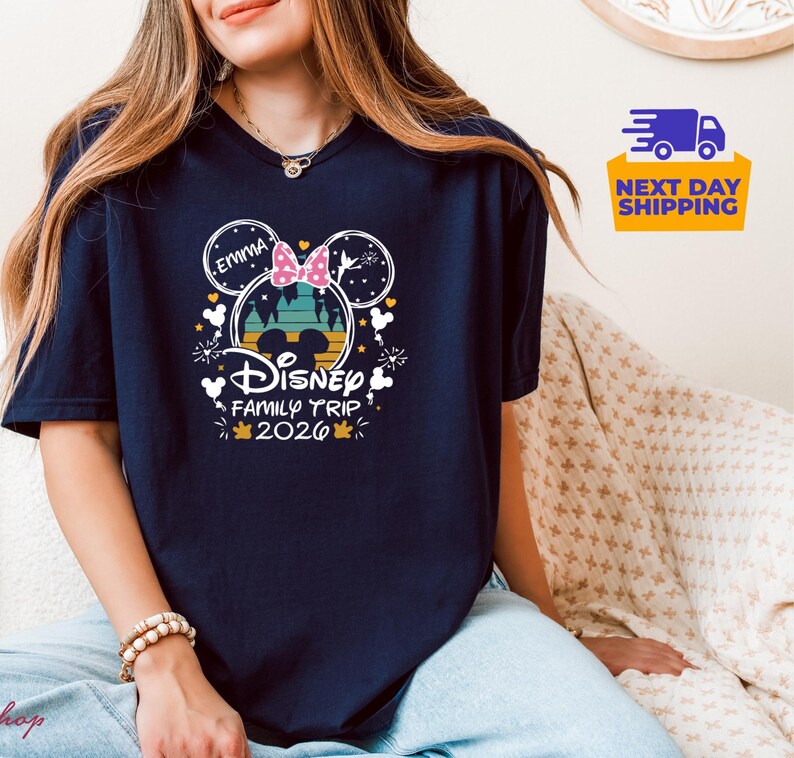 Personalized Disneyworld Family Trip Shirt, Disney Family Vacation T-Shirt, Custom Disney Family Matching Shirt, Disney Minnie Mickey Shirts image 8