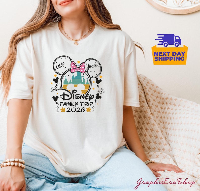 Personalized Disneyworld Family Trip Shirt, Disney Family Vacation T-Shirt, Custom Disney Family Matching Shirt, Disney Minnie Mickey Shirts image 5