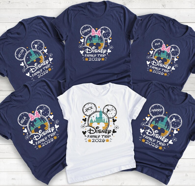 Personalized Disneyworld Family Trip Shirt, Disney Family Vacation T-Shirt, Custom Disney Family Matching Shirt, Disney Minnie Mickey Shirts image 2