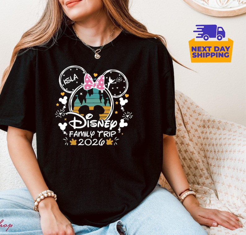 Personalized Disneyworld Family Trip Shirt, Disney Family Vacation T-Shirt, Custom Disney Family Matching Shirt, Disney Minnie Mickey Shirts image 14