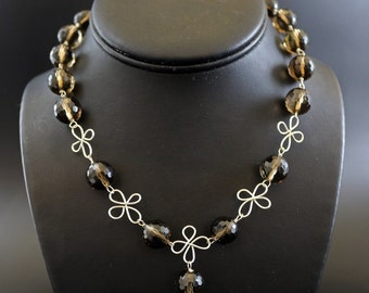 Smokey Quartz and Sterling Silver Necklace