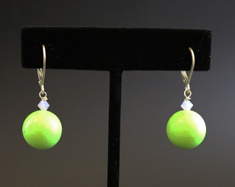 Green Turquoise and Sterling Silver Drop Earrings