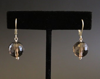 Smokey Quartz and Sterling Silver Drop Earrings