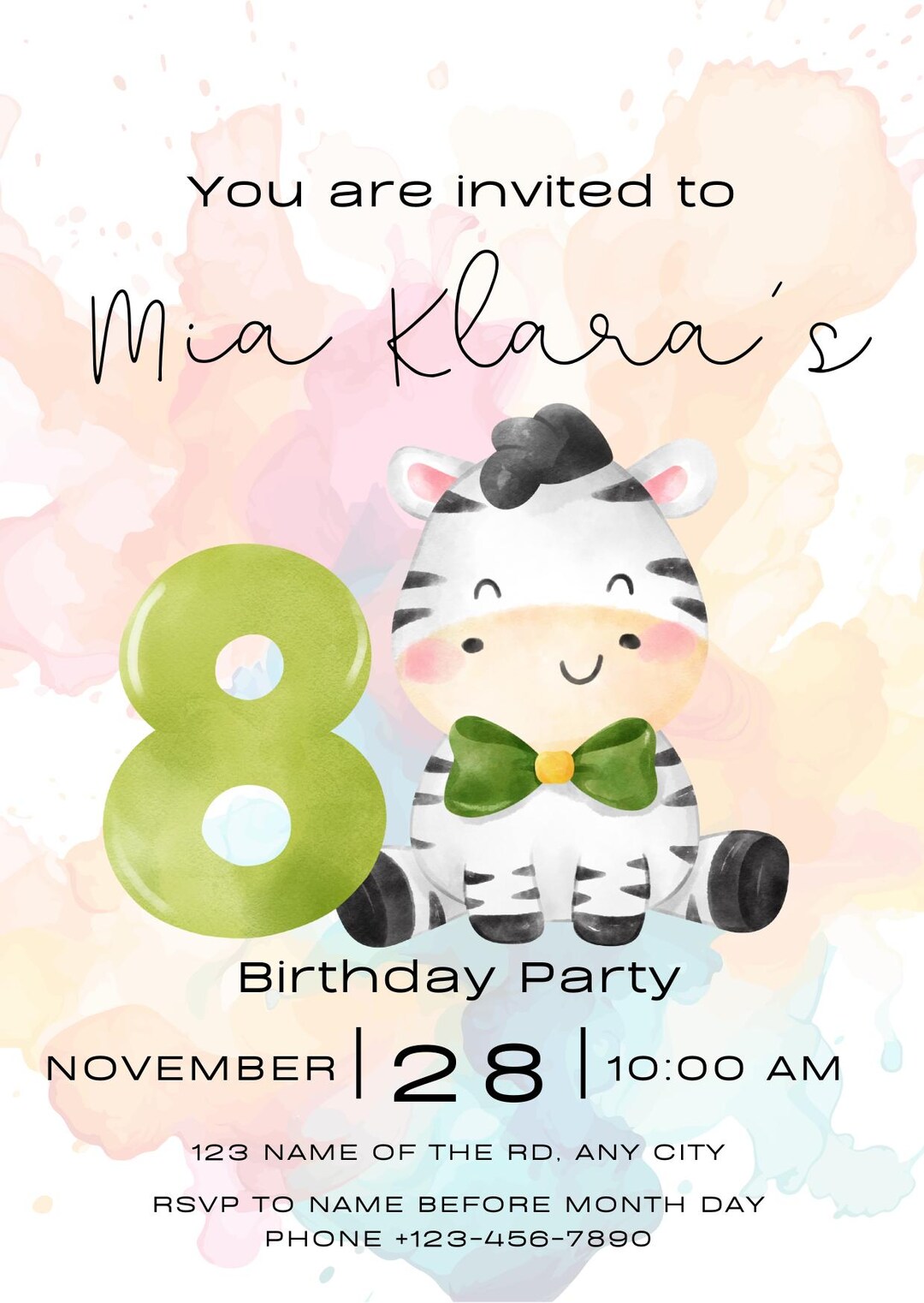 Personalised Birthday Invitation Template – Customisable & Editable ...