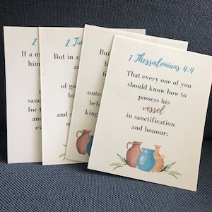 Tarjetas de Escrituras con versículos para memorizar de la Biblia RV Vasos para honra