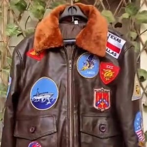 Blouson aviateur G1 Flight inspiré de Tom Cruise Airforce en cuir aviateur vintage Blouson aviateur militaire en peau de vache avec patchs brodés