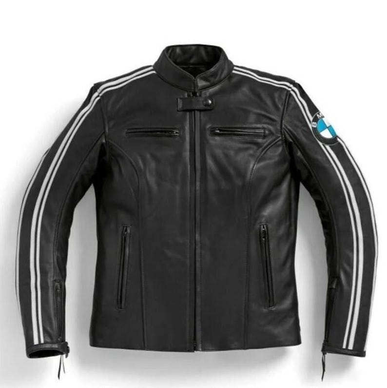 Deep Black BMW Motorrad Schwabing Twinstripes Motorbike Jacket Black ...
