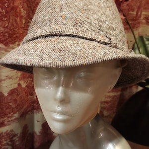 Vintage KNOX Tweed Fedora with Feather Trim Sz 7.5