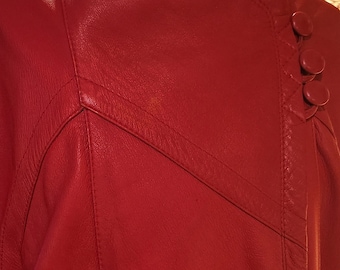 Vintage Vera Pelle Gorgeous Red Batwing Swing Coat