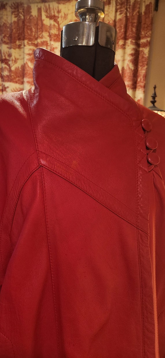 Vintage Vera Pelle Gorgeous Red Batwing Swing Coat