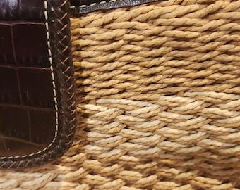 Vintage Brighton "Sydney" Straw Leather Shoulder Bag