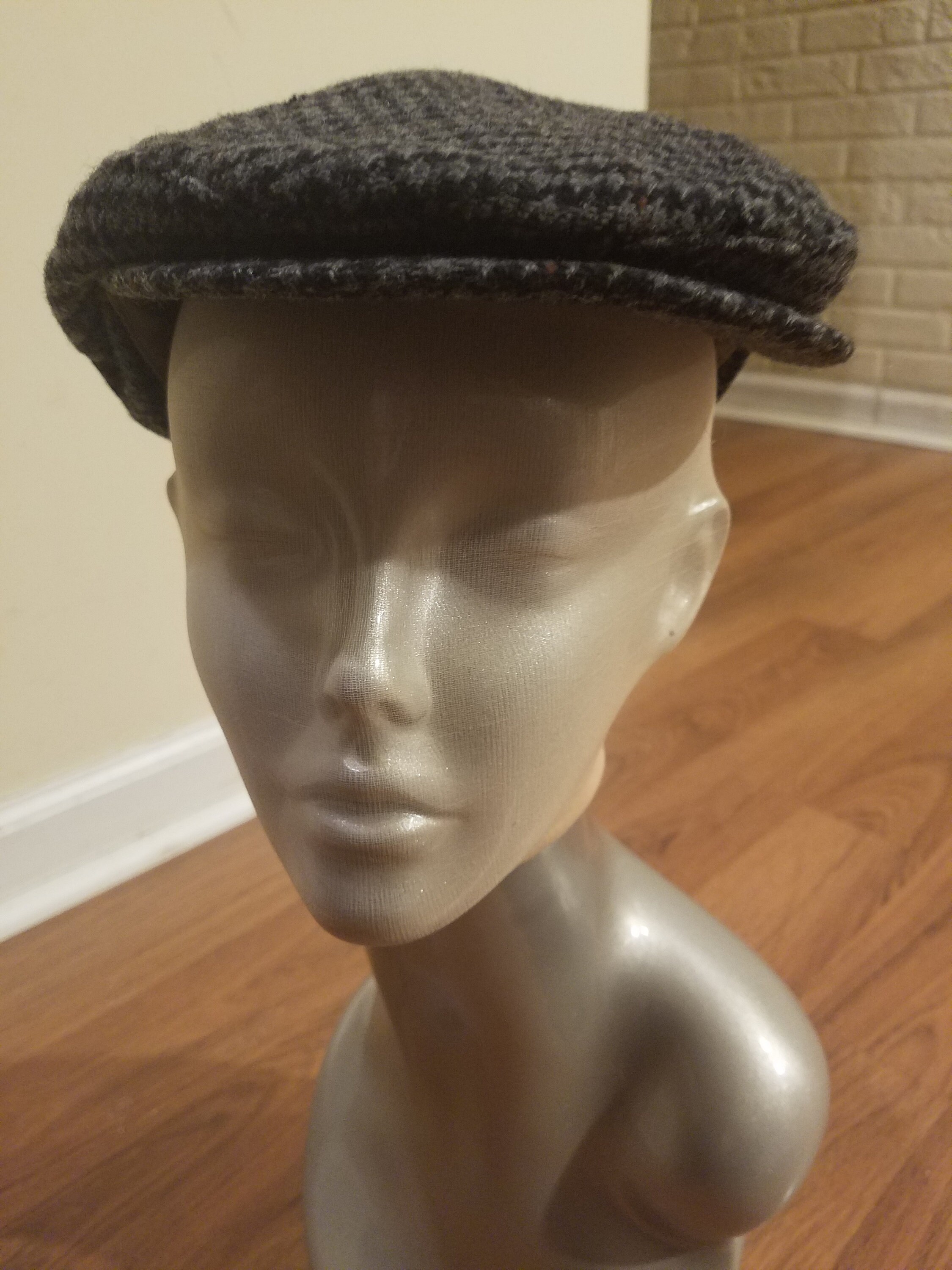 Vintage Perry Ellis NewsBoy Cap in Houndstooth Blue Multi