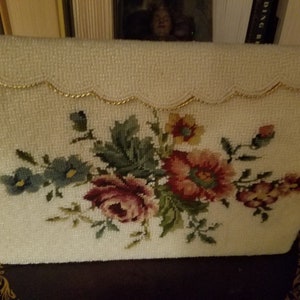 Vintage Needlepoint and Beaded Evening Bag - Circa 1950s