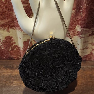 Vintage Sequinned and Beaded Evening Bag and Clutch - Black