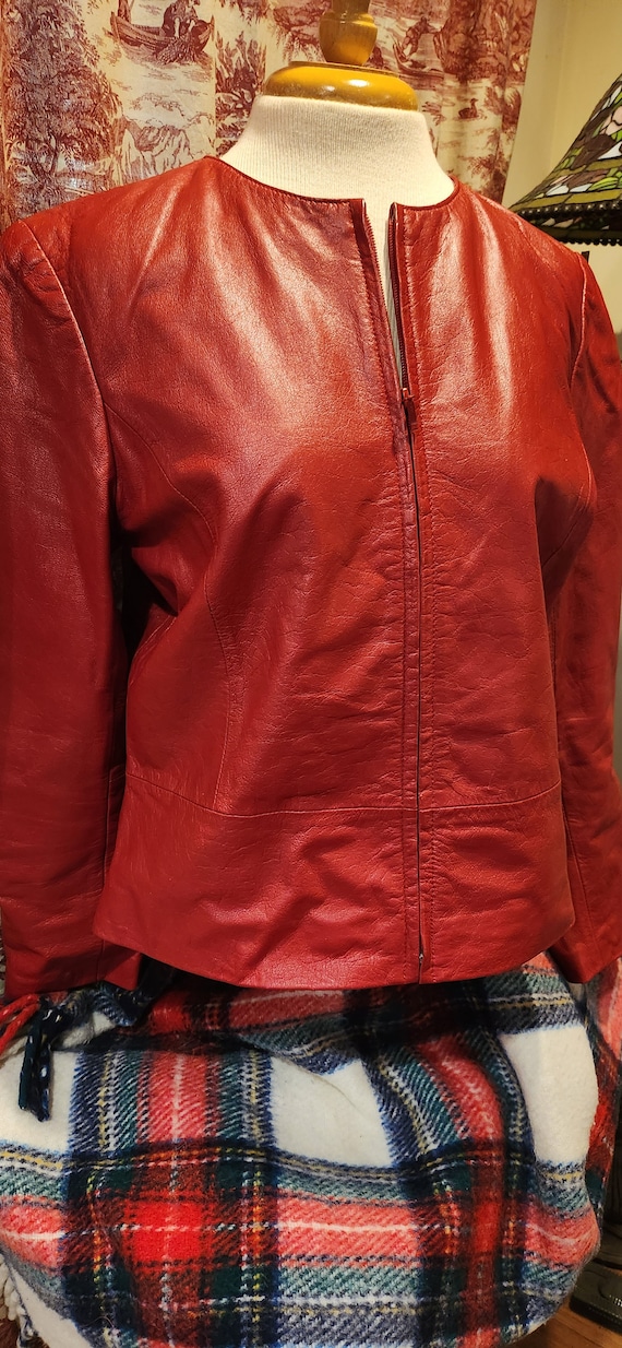 Vintage Yvonne Marie - Red Leather Jacket SZ Mediu